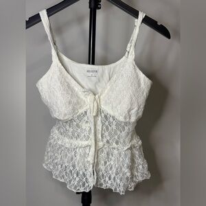 Hollister White Lace Camisole Tank Top